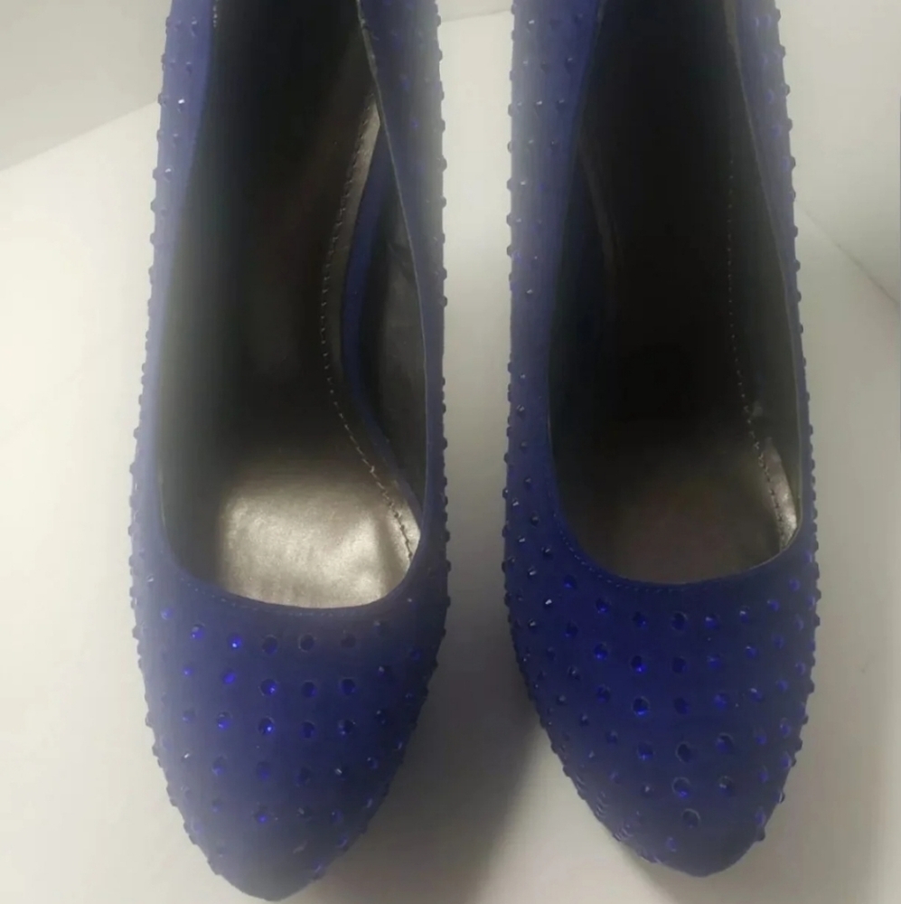 Forever 21 Blue Suede Rhinestone Heels - Picture 10 of 11